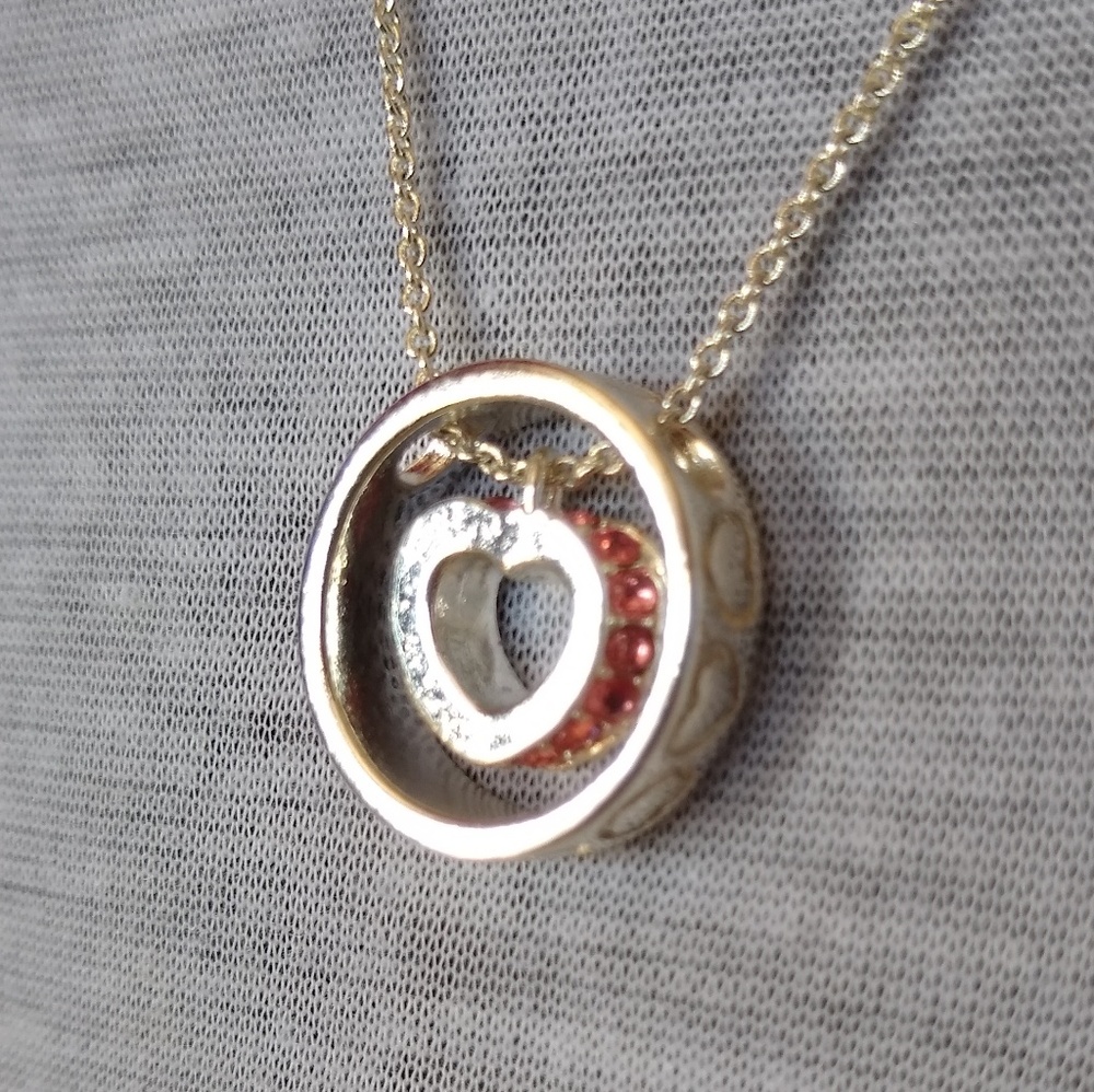 Adorable Unique Double Pendant hearts pink/silver